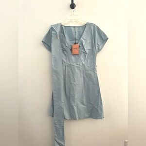 MIU MIU NEW with TAGS Light Blue crepe dress with belt versatile use SIZE 42